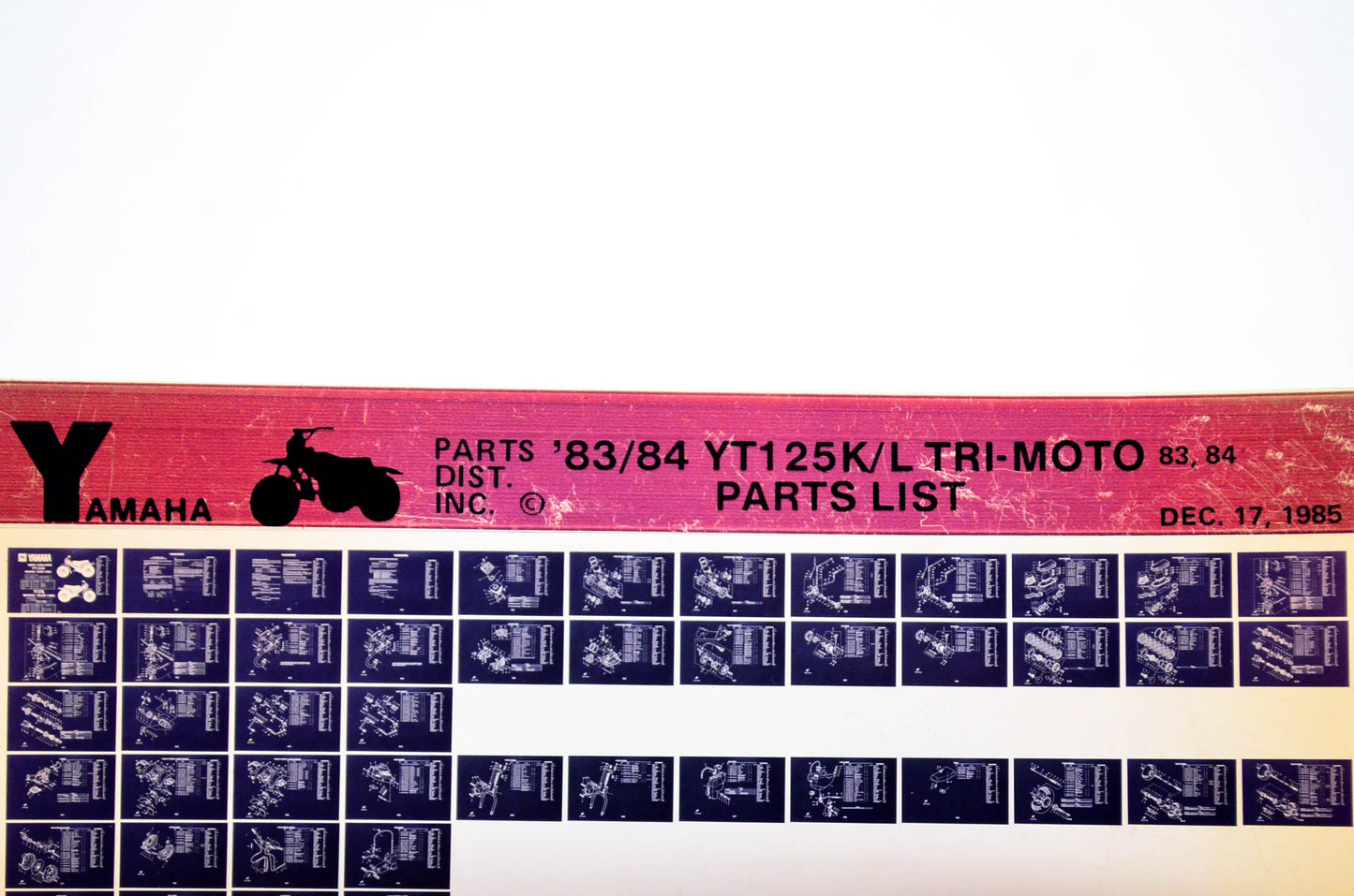 OEM Yamaha YT125K/L 1985/December 17 '83 - '84 Tri-Moto Parts List Microfiche
