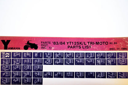 OEM Yamaha YT125K/L 1985/December 17 '83 - '84 Tri-Moto Parts List Microfiche