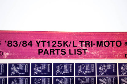 OEM Yamaha YT125K/L 1985/December 17 '83 - '84 Tri-Moto Parts List Microfiche