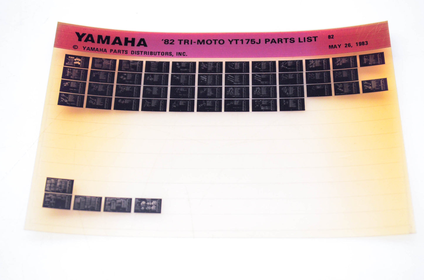 OEM Yamaha YT175J 1983/May 26 '82 Tri-Moto Parts List Microfiche