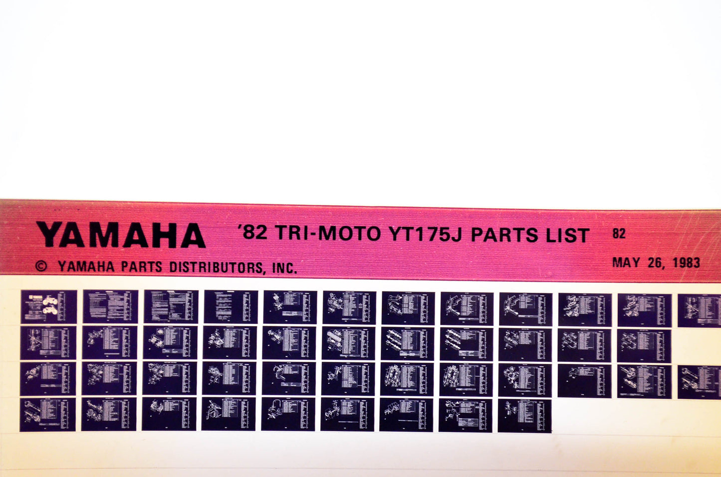 OEM Yamaha YT175J 1983/May 26 '82 Tri-Moto Parts List Microfiche