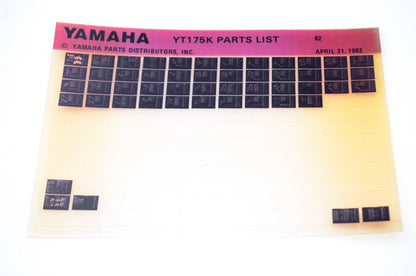OEM Yamaha YT175K 1982/April 21 '82 Parts List Microfiche