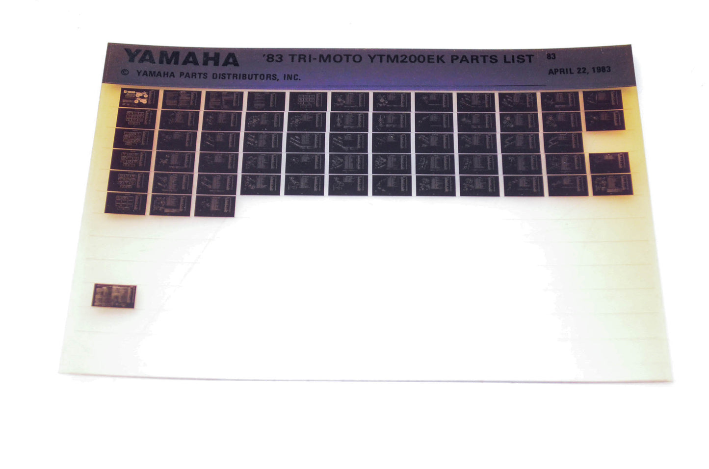 OEM Yamaha YTM200EK 1983/April 22 '83 Tri-Moto Parts List Microfiche