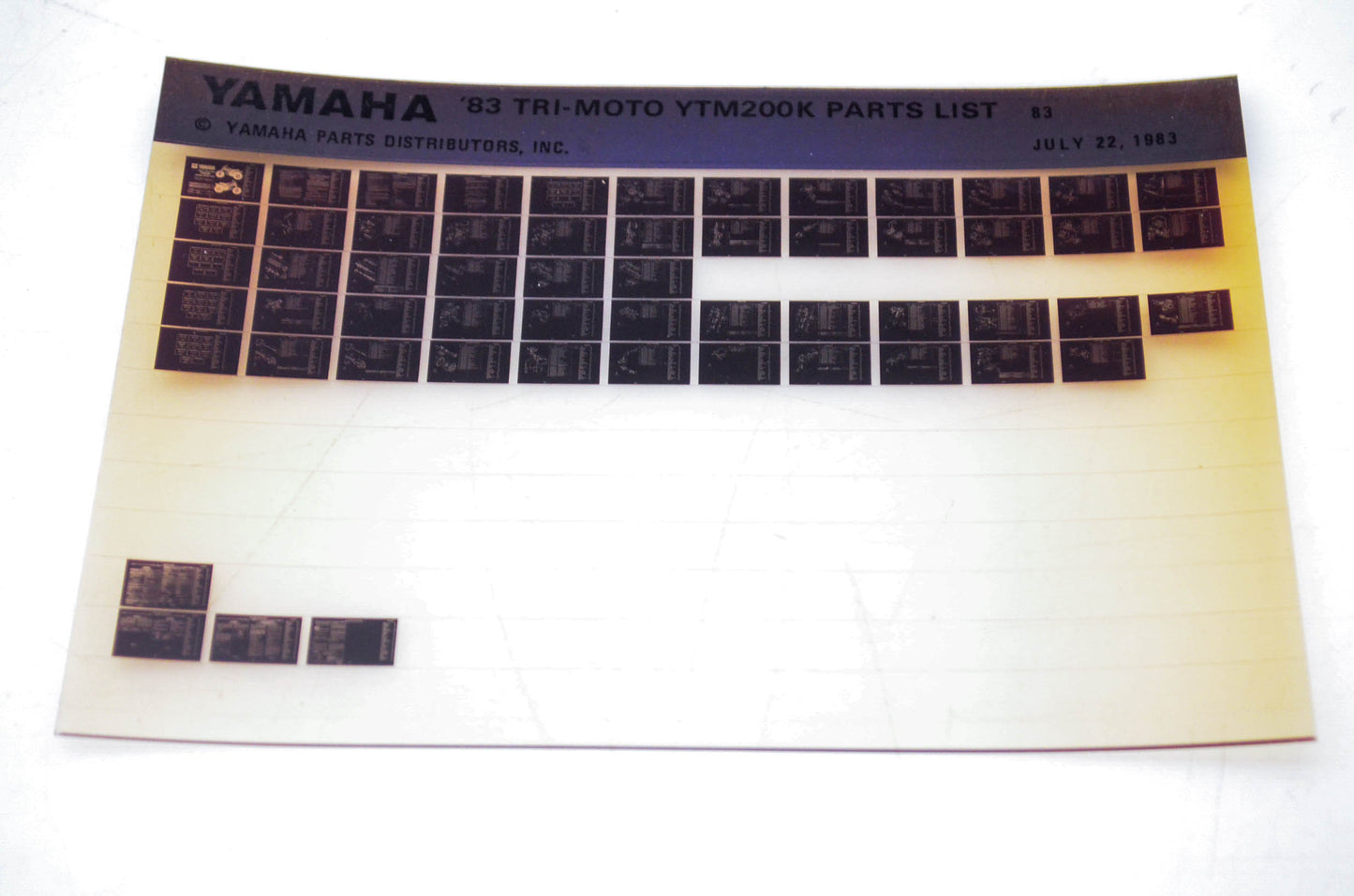 OEM Yamaha YTM200K 1983/July 22 '83 Tri-Moto Parts List Microfiche