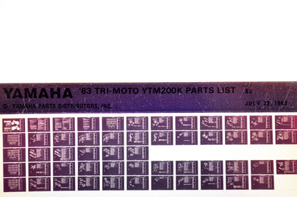 OEM Yamaha YTM200K 1983/July 22 '83 Tri-Moto Parts List Microfiche