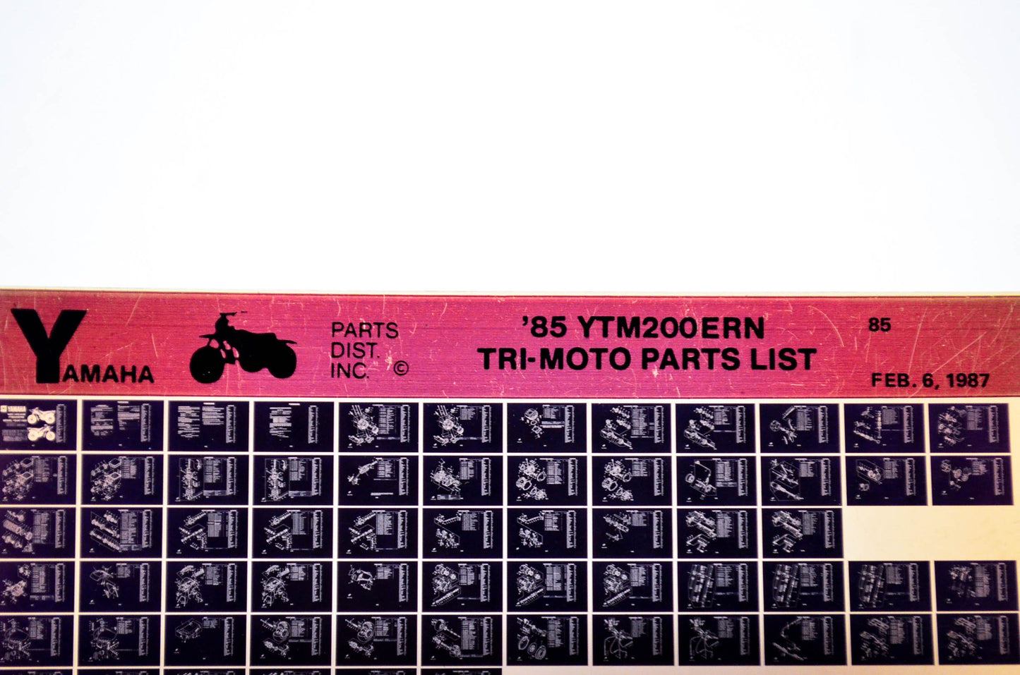 OEM Yamaha YTM200ERN 1987/February 6 '85 Tri-Moto Parts List Microfiche