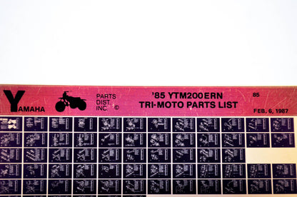 OEM Yamaha YTM200ERN 1987/February 6 '85 Tri-Moto Parts List Microfiche