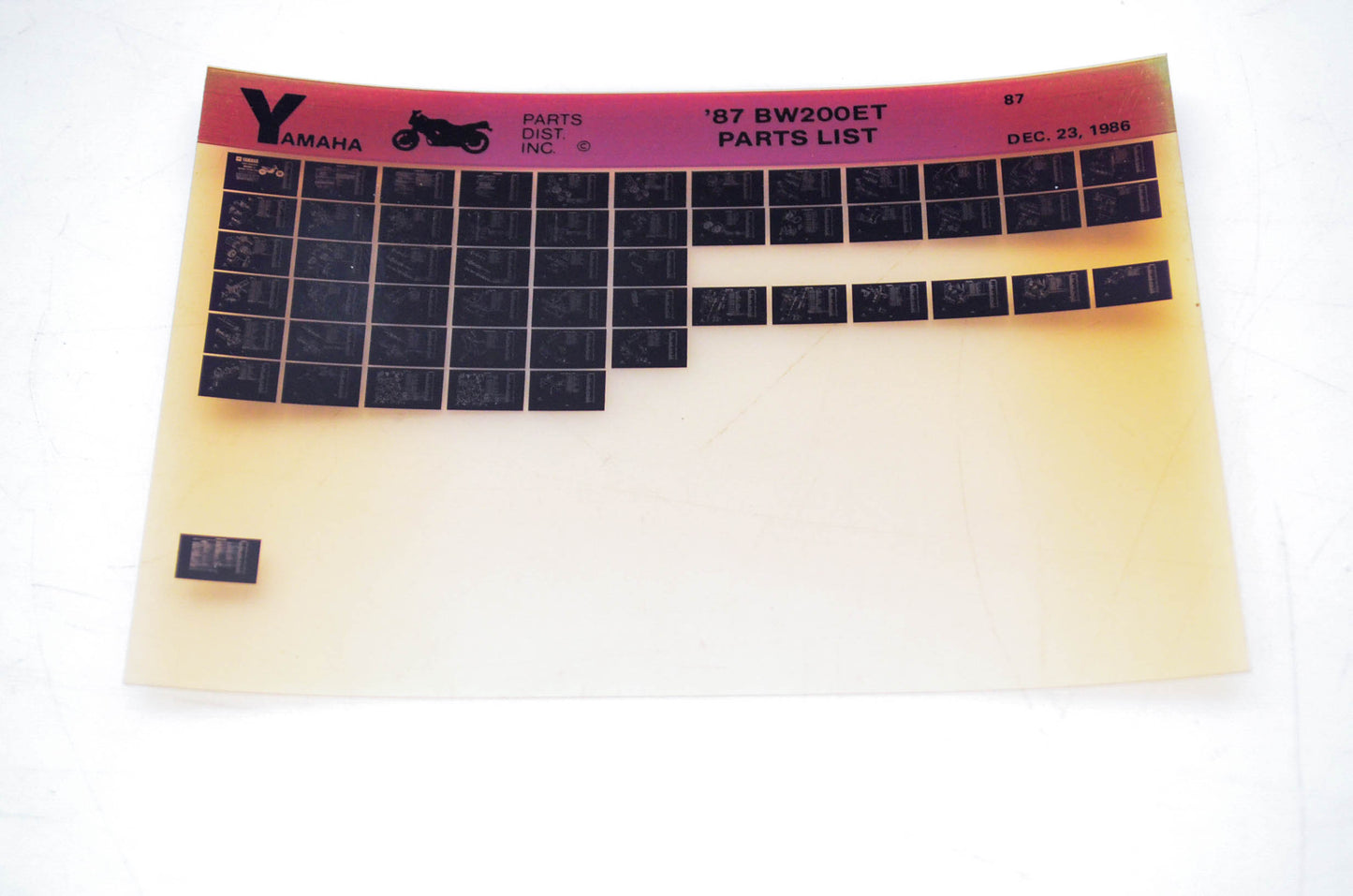 OEM Yamaha BW200ET 1986/December 23 '87 Parts List Microfiche