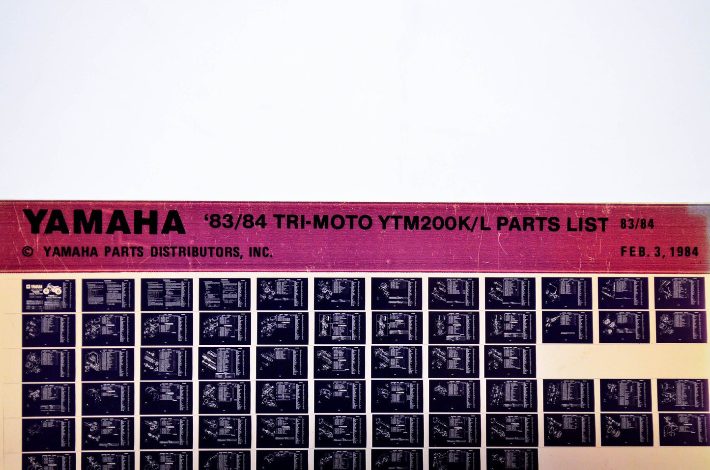 OEM Yamaha YTM200K/L 1984/February 3 '83 - '84 Tri-Moto Parts List Microfiche