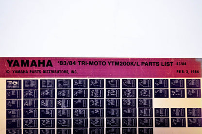 OEM Yamaha YTM200K/L 1984/February 3 '83 - '84 Tri-Moto Parts List Microfiche