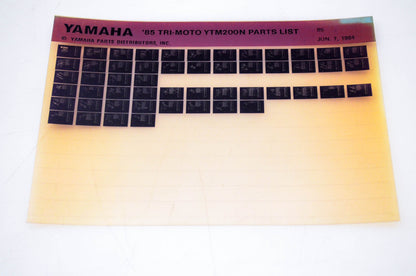 OEM Yamaha YTM200N 1984/June 7 '85 Tri-Moto Parts List Microfiche