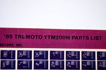 OEM Yamaha YTM200N 1984/June 7 '85 Tri-Moto Parts List Microfiche