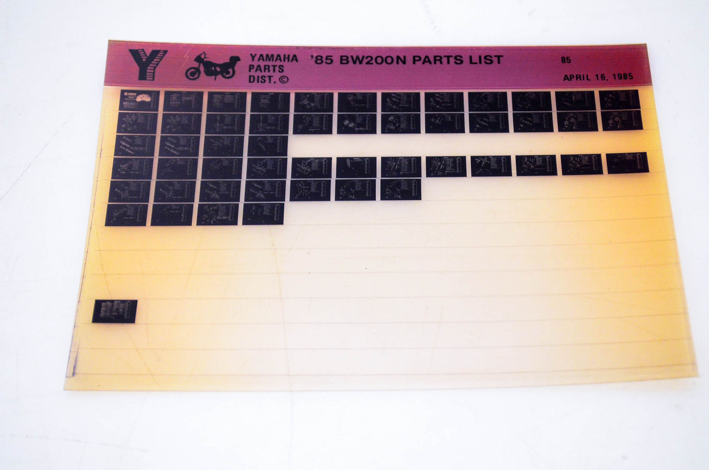 OEM Yamaha BW200N 1985/April 16 '85 Parts List Microfiche