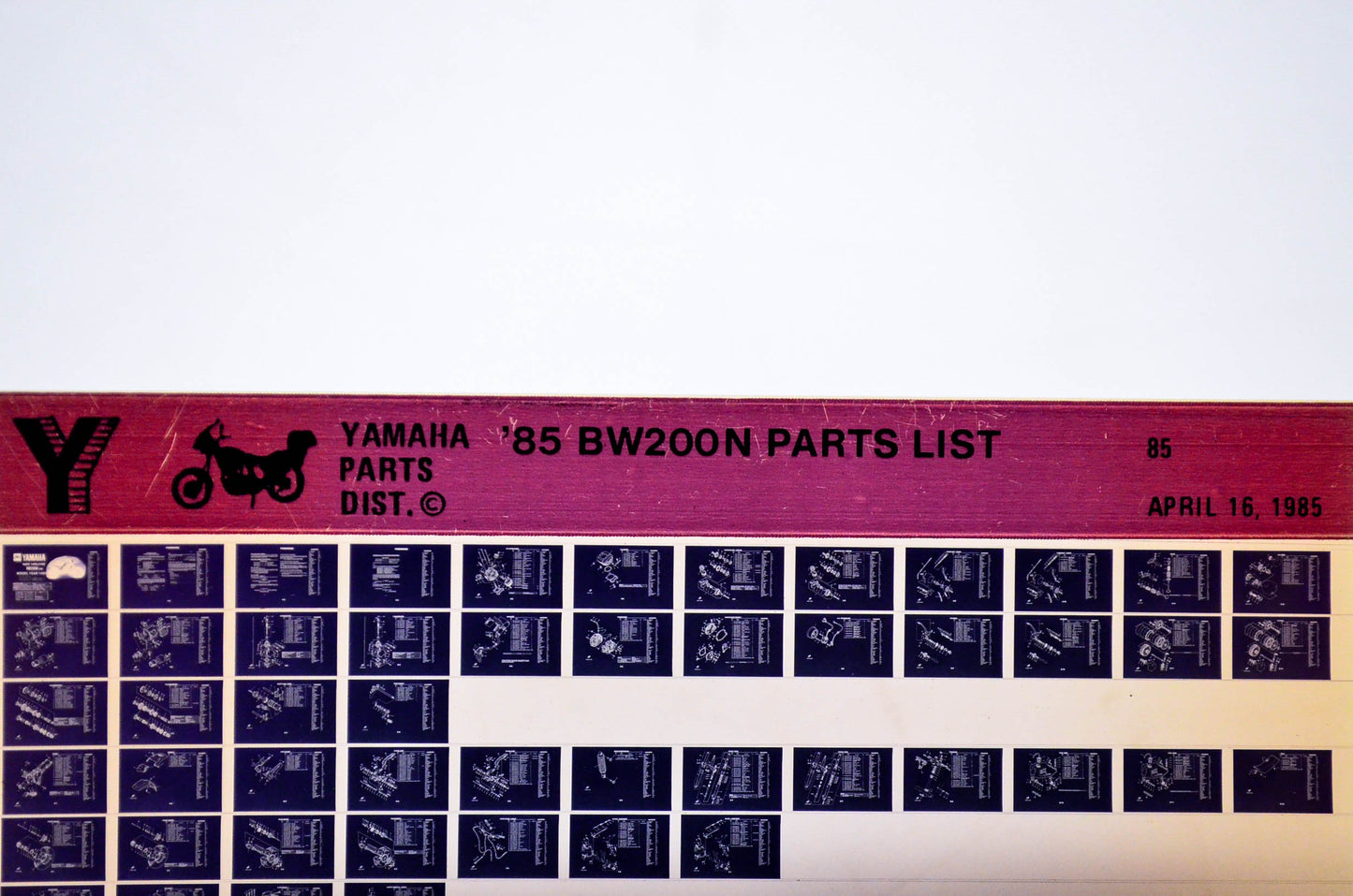 OEM Yamaha BW200N 1985/April 16 '85 Parts List Microfiche