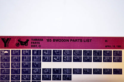 OEM Yamaha BW200N 1985/April 16 '85 Parts List Microfiche