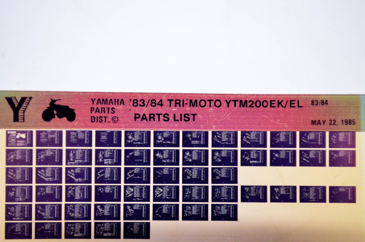 OEM Yamaha YTM200EK/EL 1985/May 22 '83 - '84 Tri-Moto Parts List Microfiche