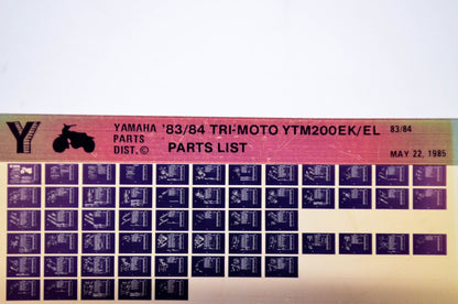 OEM Yamaha YTM200EK/EL 1985/May 22 '83 - '84 Tri-Moto Parts List Microfiche