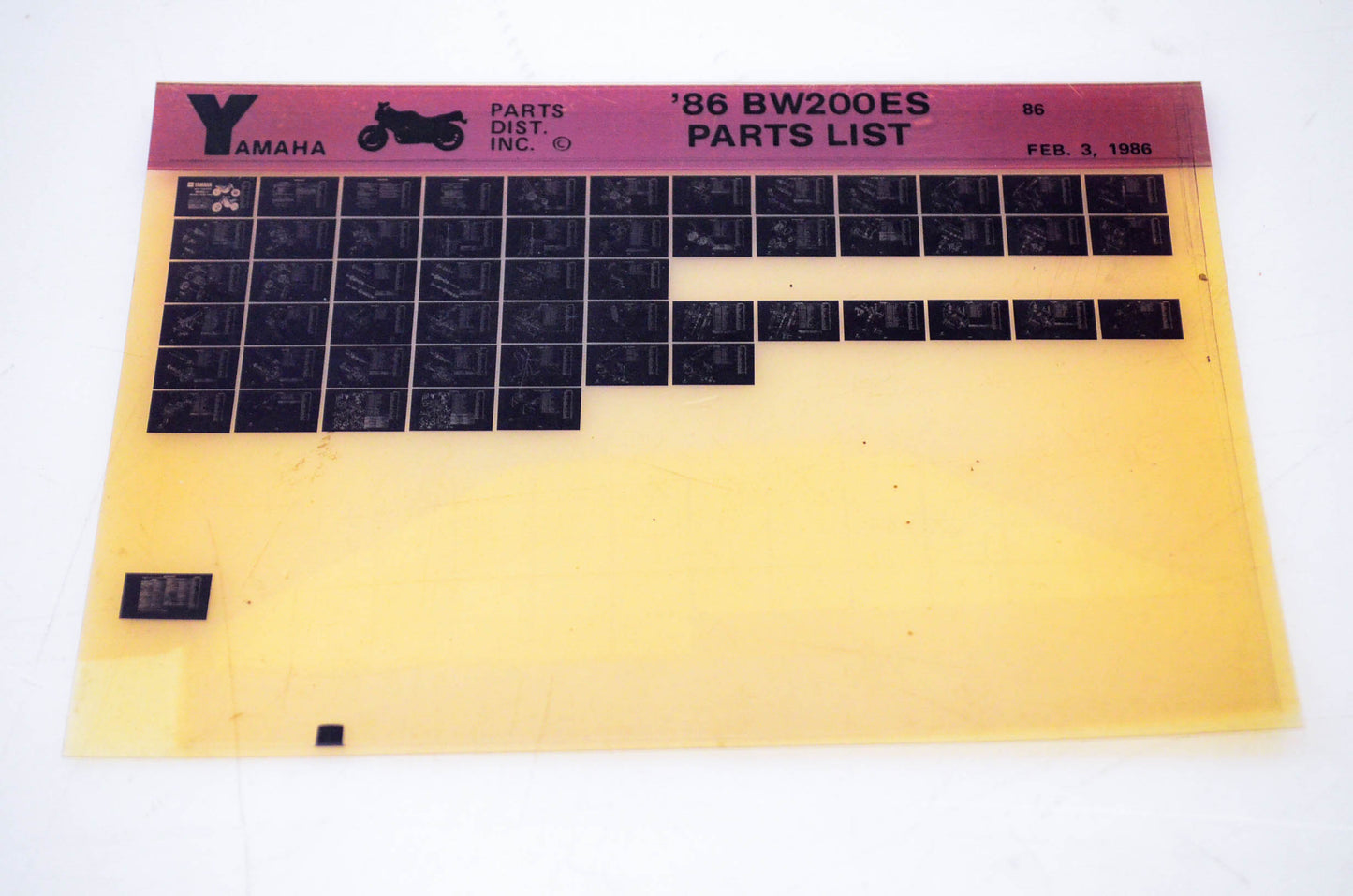 OEM Yamaha BW200ES 1986/February 3 '86 Parts List Microfiche