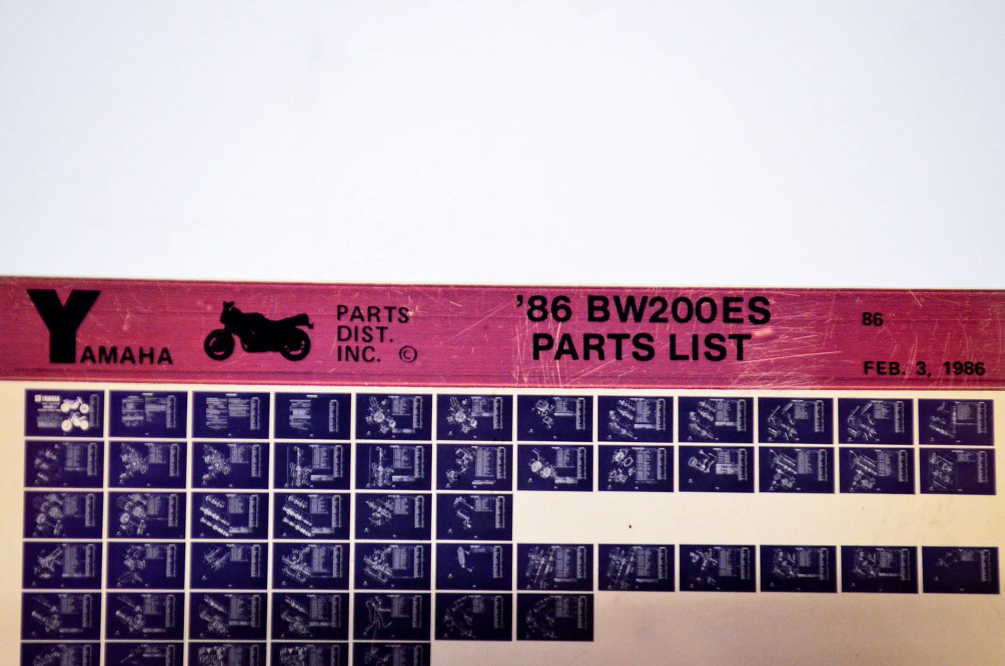 OEM Yamaha BW200ES 1986/February 3 '86 Parts List Microfiche