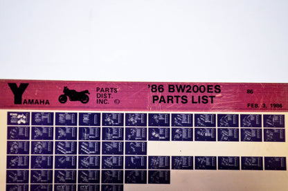 OEM Yamaha BW200ES 1986/February 3 '86 Parts List Microfiche