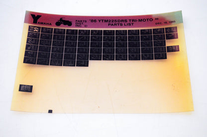 OEM Yamaha YTM225DRS 1985/December 18 '86 Tri-Moto Parts List Microfiche