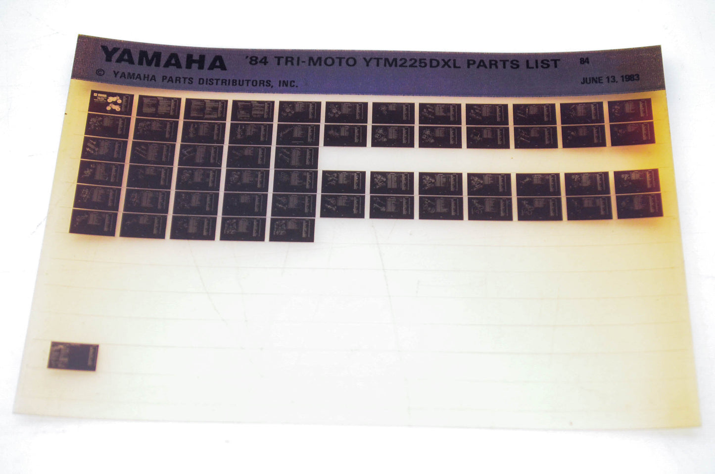 OEM Yamaha YTM225DXL 1983/June 13 '84 Tri-Moto Parts List Microfiche