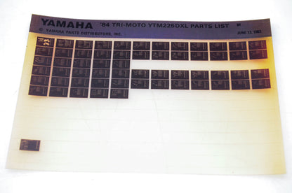 OEM Yamaha YTM225DXL 1983/June 13 '84 Tri-Moto Parts List Microfiche