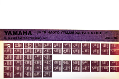 OEM Yamaha YTM225DXL 1983/June 13 '84 Tri-Moto Parts List Microfiche