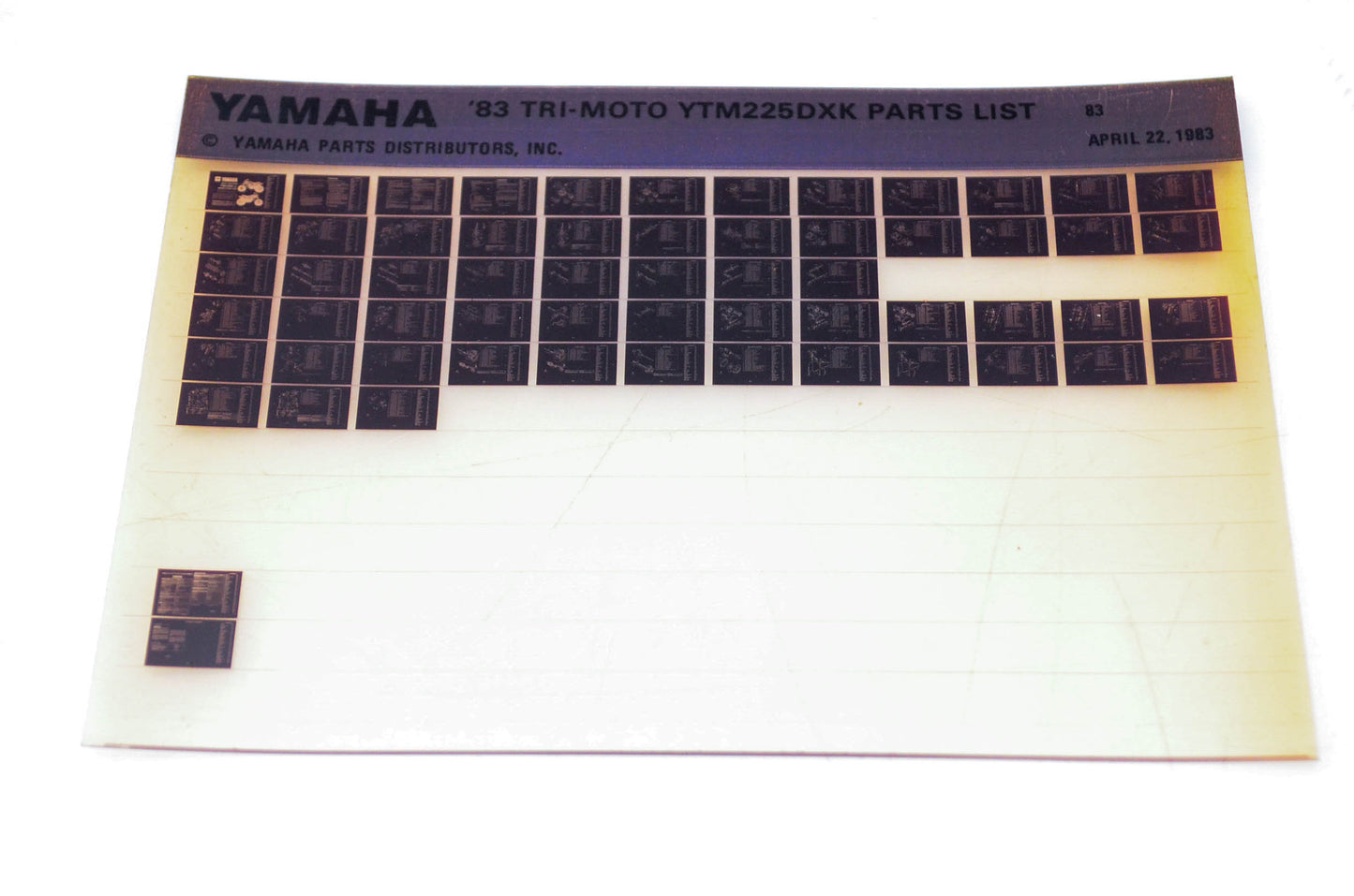 OEM Yamaha YTM225DXK 1983/April 22 '83 Tri-Moto Parts List Microfiche
