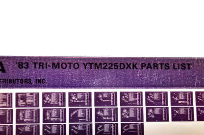 OEM Yamaha YTM225DXK 1983/April 22 '83 Tri-Moto Parts List Microfiche