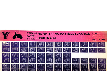 OEM Yamaha YTM225DXK/DXL 1985/May 10 '83 - '84 Tri-Moto Parts List Microfiche