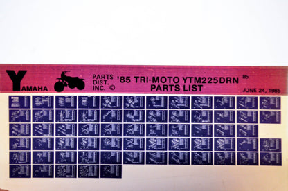 OEM Yamaha YTM225DRN 1985/June 24 '85 Tri-Moto Parts List Microfiche