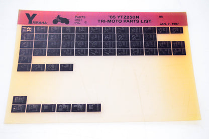 OEM Yamaha YTZ250N 1987/January 7 '85 Tri-Moto Parts List Microfiche