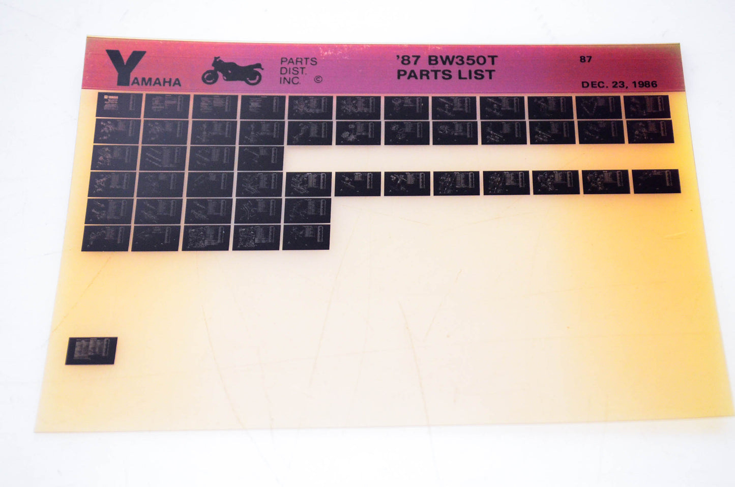 OEM Yamaha BW350T 1986/December 23 '87 Parts List Microfiche