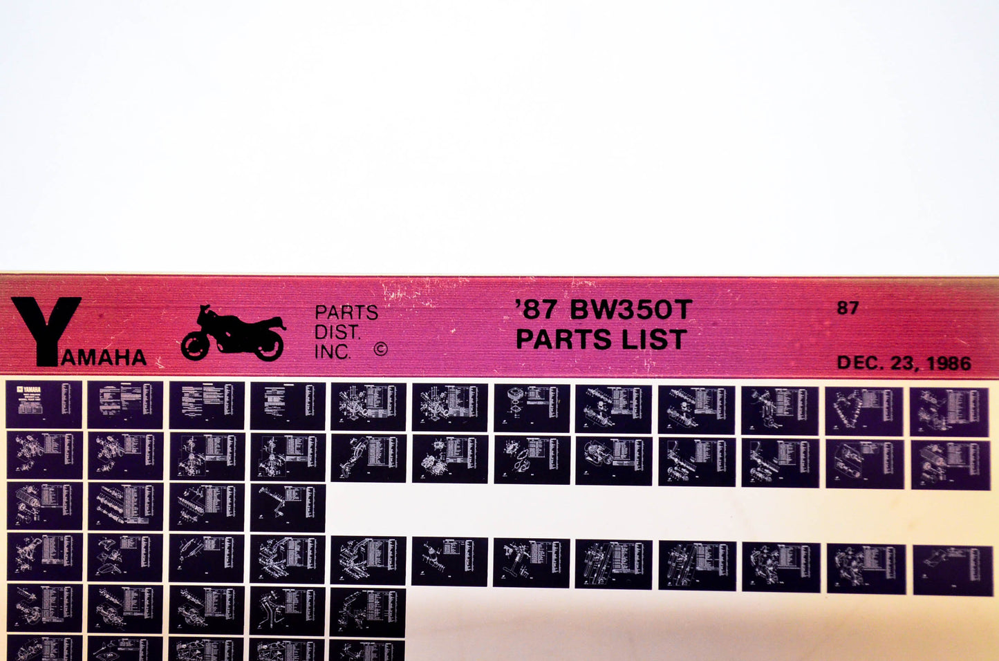 OEM Yamaha BW350T 1986/December 23 '87 Parts List Microfiche