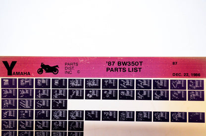 OEM Yamaha BW350T 1986/December 23 '87 Parts List Microfiche