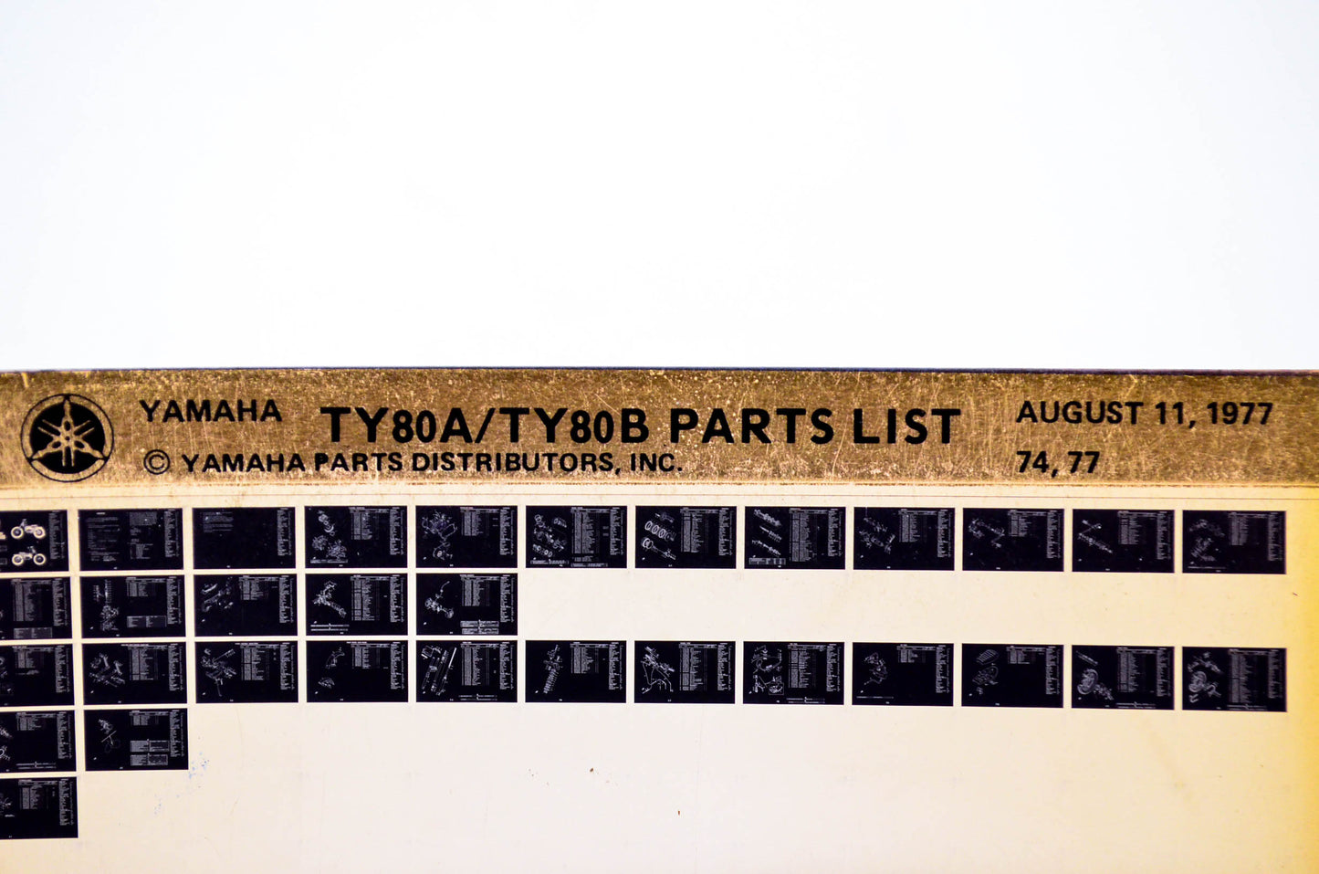 OEM Yamaha TY80A/TY80B 1977/August 11 '74 - '77 Parts List Microfiche