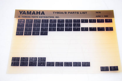 OEM Yamaha TY80A/B 1982/June 1 '74 - '75 Parts List Microfiche