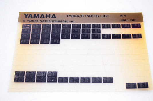 OEM Yamaha TY80A/B 1982/June 1 '74 - '75 Parts List Microfiche