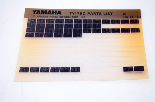 OEM Yamaha TY175 C 1979/February 20 '76 Parts List Microfiche