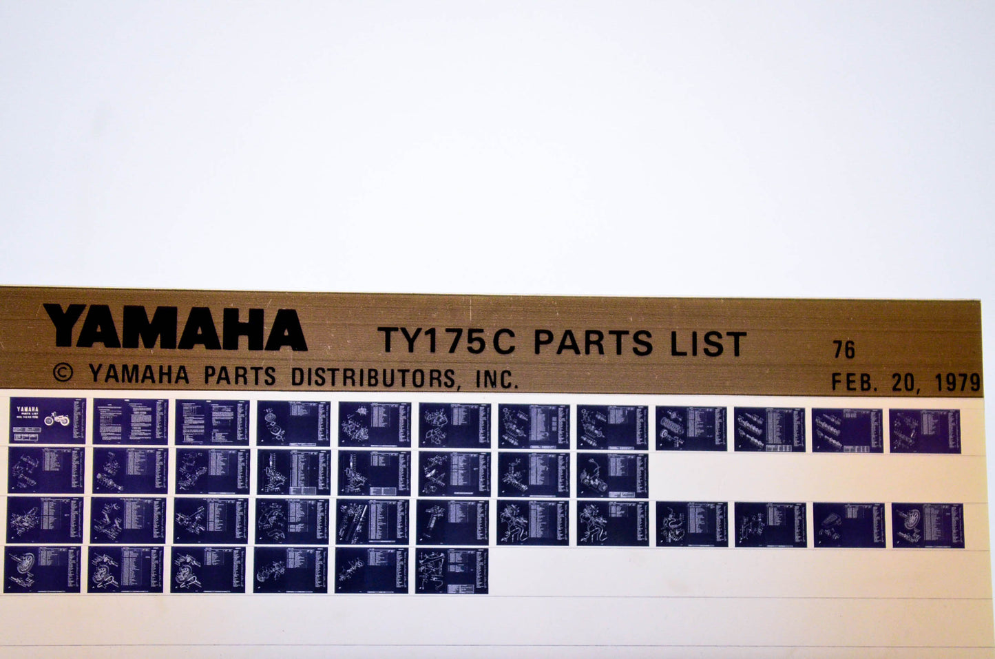 OEM Yamaha TY175 C 1979/February 20 '76 Parts List Microfiche