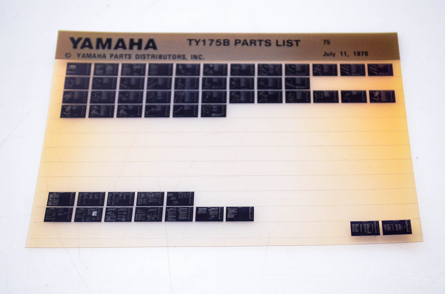 OEM Yamaha TY175B 1979/July 11 '75 Parts List Microfiche