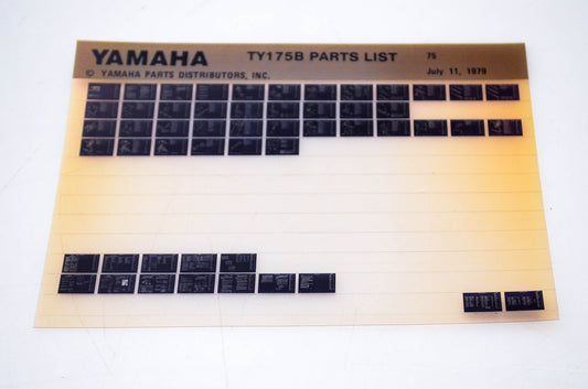 OEM Yamaha TY175B 1979/July 11 '75 Parts List Microfiche