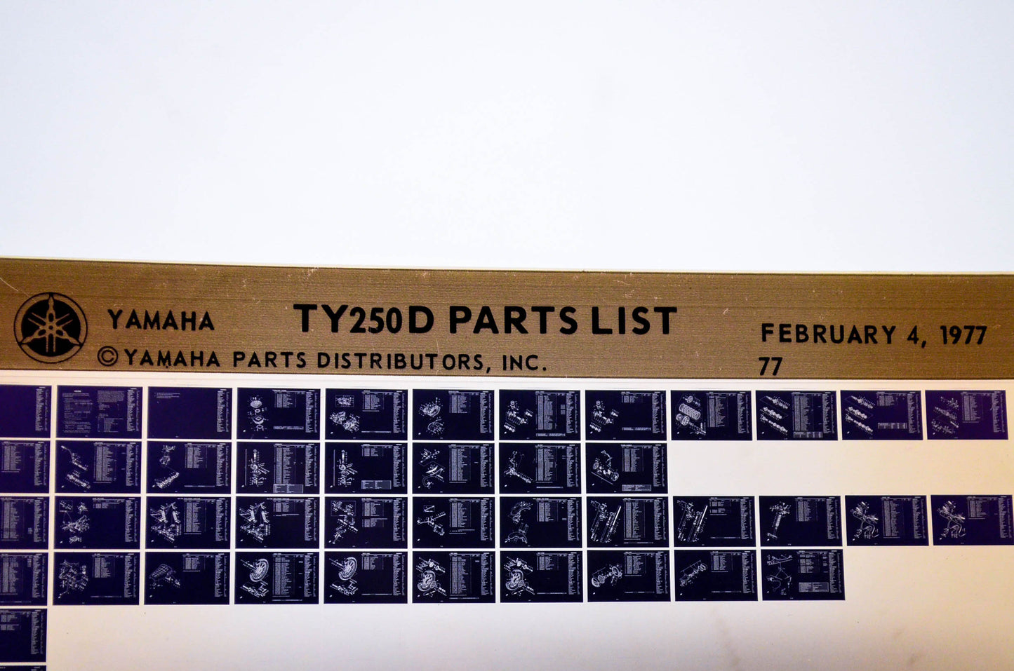 OEM Yamaha TY250D 1977/February 4 '77 Parts List Microfiche