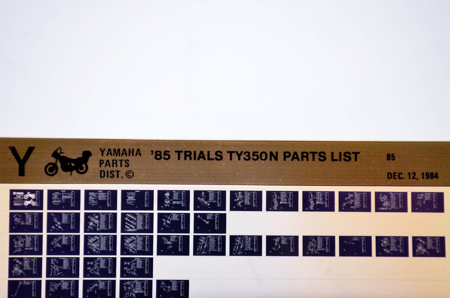 OEM Yamaha TY350N 1984/December 12 '85 Trials Parts List Microfiche