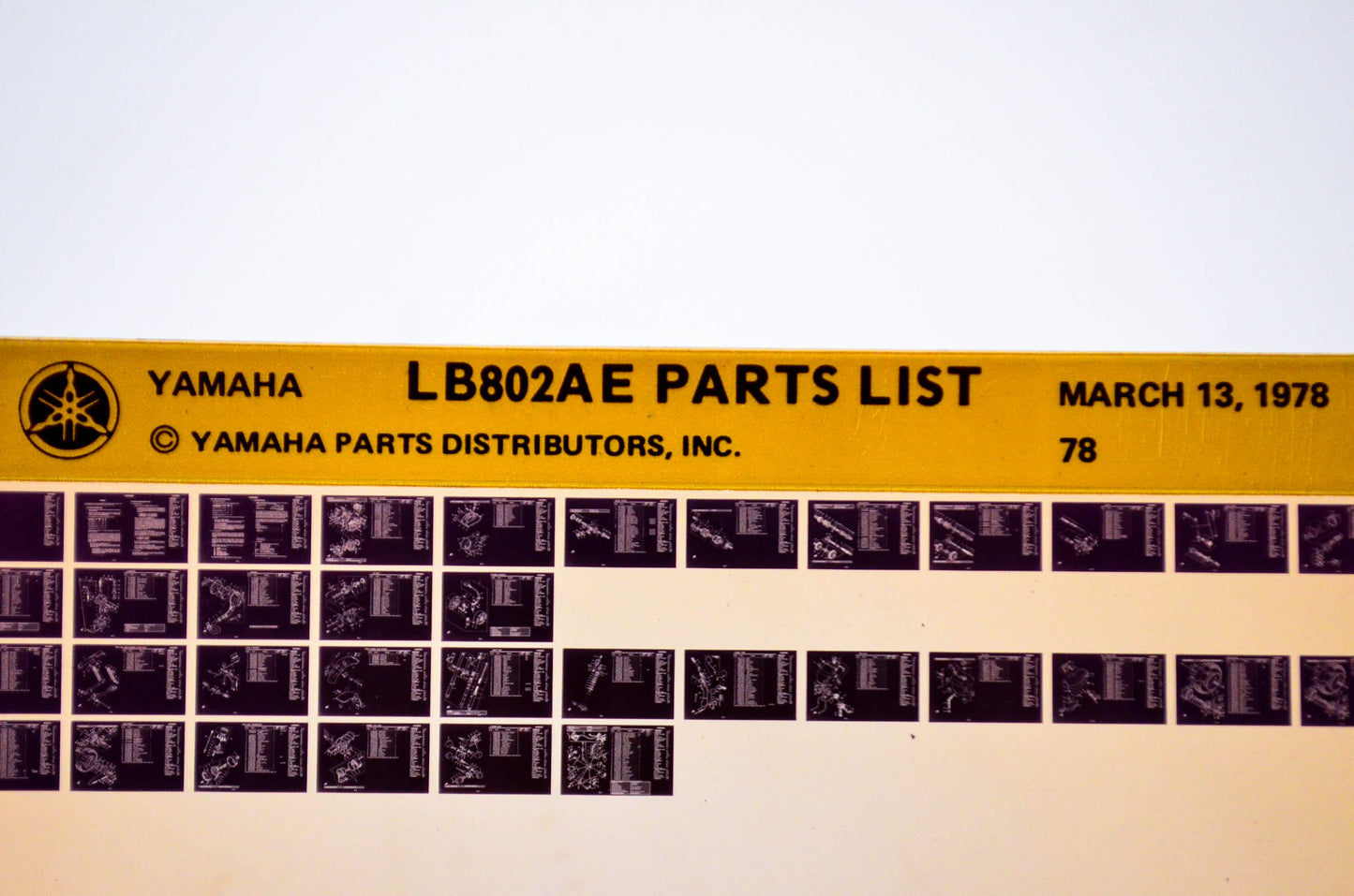 OEM Yamaha LB802AE 1978/March 13 '78 Parts List Microfiche