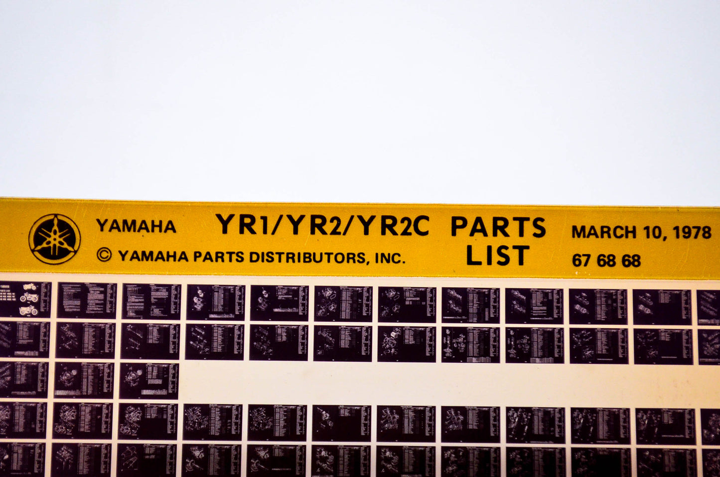 OEM Yamaha YR1/YR2/YR2C 1978/March 10 '67 - '68 Parts List Microfiche