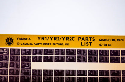 OEM Yamaha YR1/YR2/YR2C 1978/March 10 '67 - '68 Parts List Microfiche