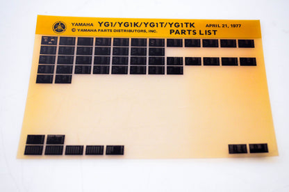 OEM Yamaha YG1/YG1K/YG1T/YG1TK 1977/April 21 '77 Parts List Microfiche