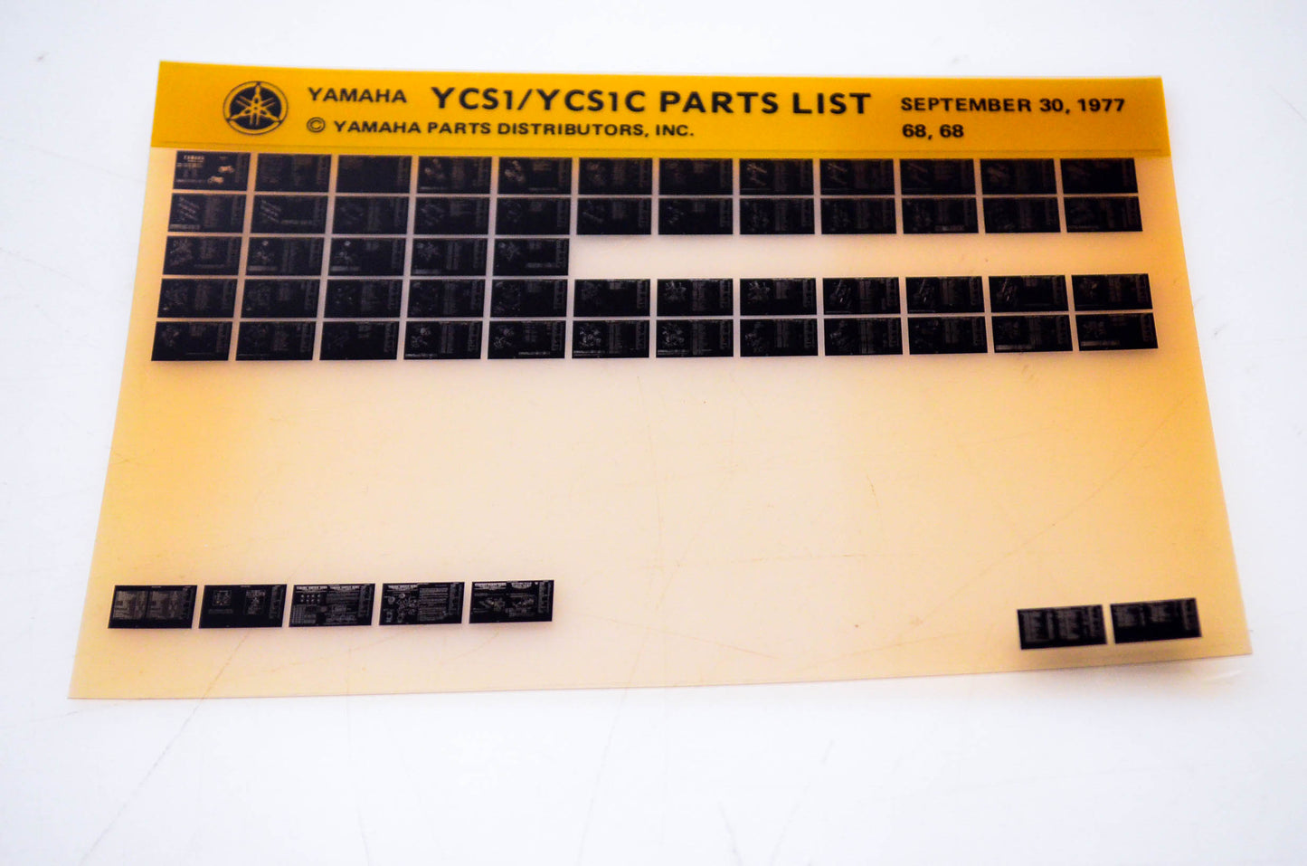 OEM Yamaha YCS1/YCS1C 1977/September 30 '68 Parts List Microfiche